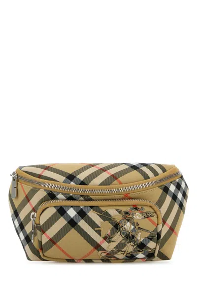 Burberry Men Embroidred Fabric Small Check Belt Bag In Multicolor