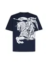 Burberry Men Equestrian Knight Cotton T-shirt In Blue