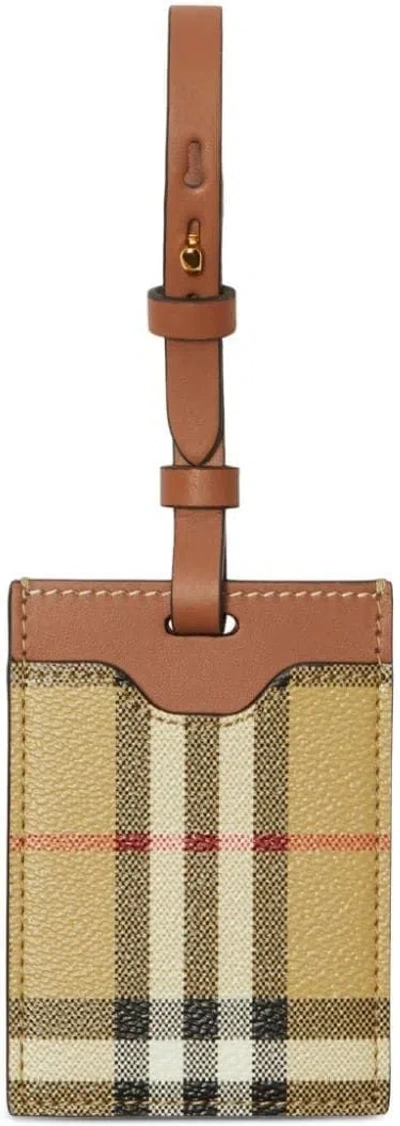 Burberry Men's Equestrian Knight Leather Cardholder In Brown