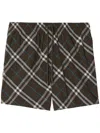 Burberry Checked Drawstring-waist Swim Shorts In Snug