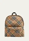 Burberry Men's Essential Check Backpack In Sand