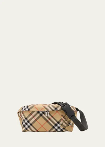 Burberry Men's Essential Check Belt Bag In Sand