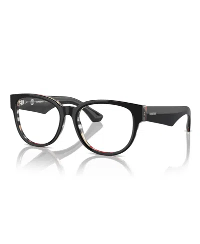 Burberry Men's Eyeglasses, Be2411 In Top Black On Vintage-like Check