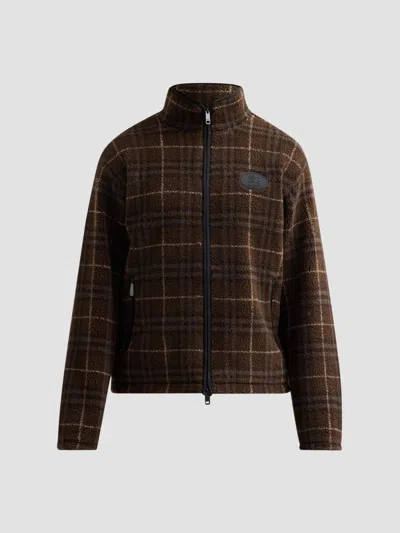 Burberry Check Wool Cashmere Blend Fleece Jacket In Brown