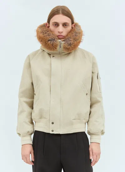 Burberry Faux-fur Trim Bomber Jacket In Multicolor