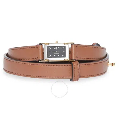 Burberry Men's Faux Watch Detail Embossed Leather Belt In Tan