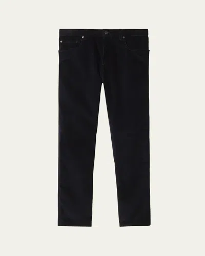 Burberry Corduroy Logo Patch Straight-leg Trousers In Black