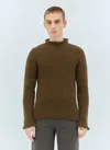 Burberry Men Fringed Wool Sweater In Brown