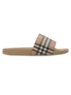 Burberry Checked Slip-on Slides In Brown