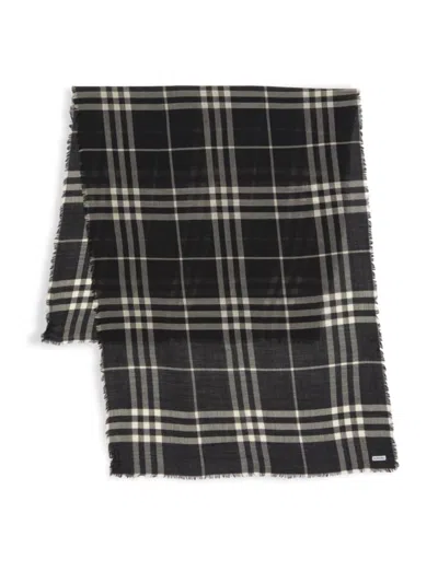Burberry Men's Giant Check Wool Scarf In Black