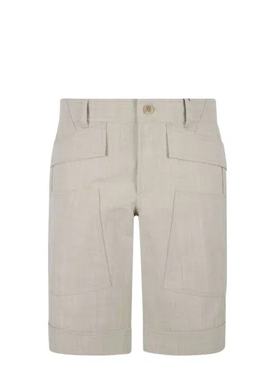 BURBERRY MEN'S GRAIN DE POUDRE WOOL BERMUDA SHORTS