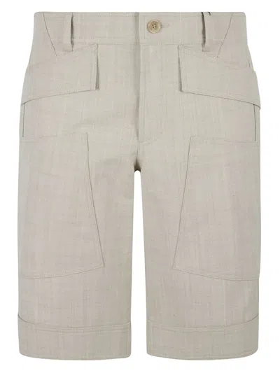 BURBERRY BURBERRY MEN GRAIN DE POUDRE WOOL BERMUDA SHORTS