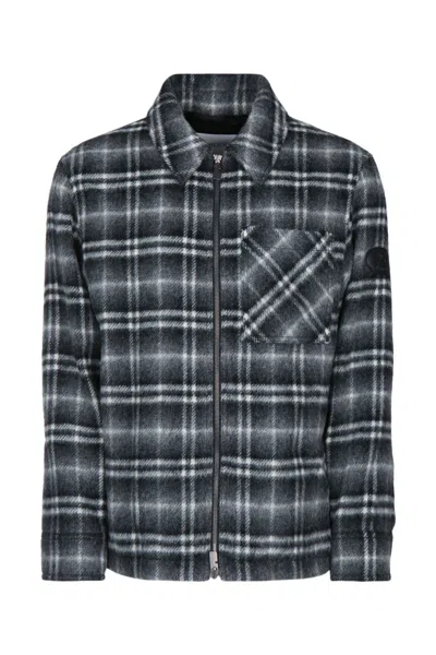Burberry Men Grey Checked Shirt Jacket In Gray