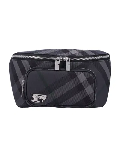 Burberry Check Pattern Belt Handbag In Charcoal