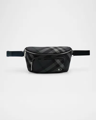 Burberry Men's Grid Ekd-plaque Belt Bag