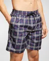 BURBERRY MEN'S GUILDES CHECK SWIM TRUNKS