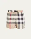 Burberry Boxer Swim Checkered Pattern Pockets Zip