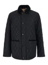 Burberry Diamond Quilted Jacket With Corduroy Collar In Black