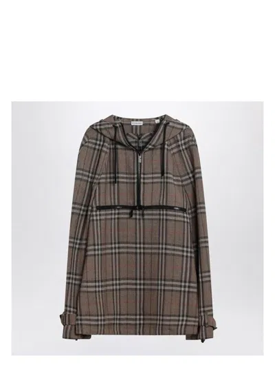 BURBERRY MEN'S HALF-ZIP JACKET WITH CHECK PATTERN