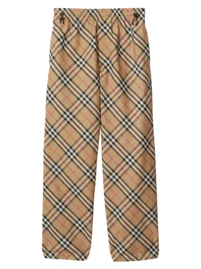 Burberry Men's Heritage Check Track Pants In Sand Check