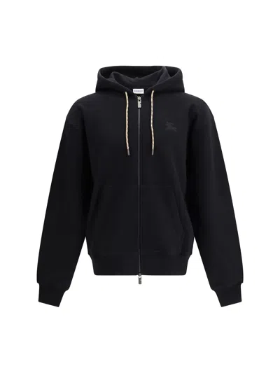 Burberry Men Hooded Zip-up Sweatshirt In Black