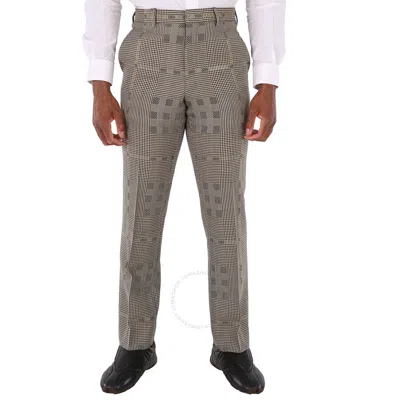Burberry Men's Houndstooth Check Plaid Tailored Trousers In Gray