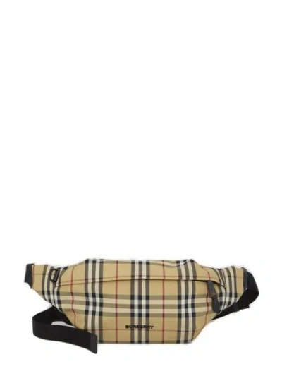 Burberry Men's Iconic  Check Belt Bag For Fw23 In Beige