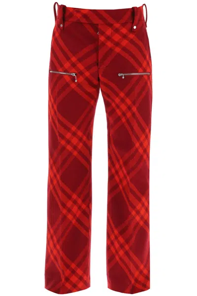 BURBERRY MEN'S ICONIC RED CHECK WOOL PANTS FOR THE FALL/WINTER SEASON