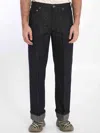 Burberry Straight Leg Rolled Cuff Denim Trousers In Black
