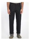 Burberry Denim Trousers With Contrast Stitching And Rolled Cuffs In Purple