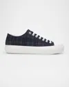 Burberry Men's Jack Tonal Check Denim Low-top Sneakers In Black