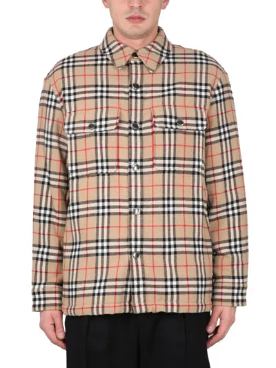 Burberry Men's Jacket With Check Pattern | Size Xl | 8043839 In Cream