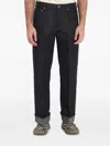 Burberry Straight Leg Rolled Cuff Denim Trousers In Black