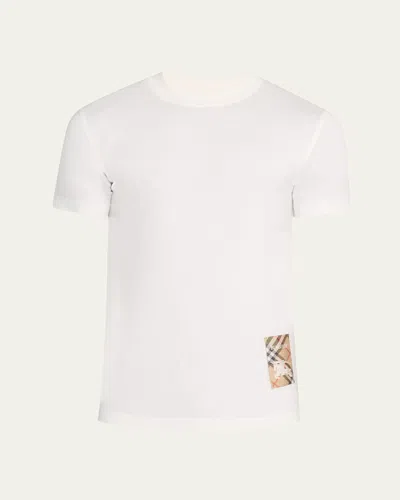 Burberry Men's Jersey Check Patch T-shirt In Chalk