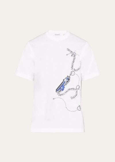 Burberry Men's Jersey Horse Chain-print T-shirt In Knight Ip Pattern