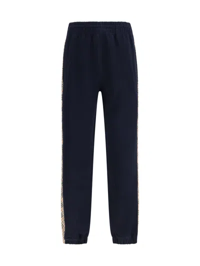 Burberry Jogging Pants Feature Signature  Check Tape Along The Sides In Blue