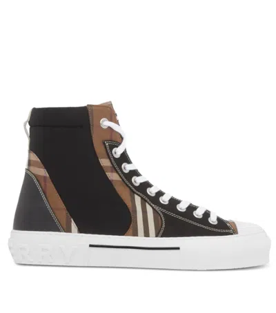 Pre-owned Burberry Men's Kai Vintage Check Lace-up High Top Sneakers - Retail $920 In Multicolor