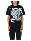 Burberry Black T-shirt With Contrasting Equestrian Knight Print In Cotton Man In Black