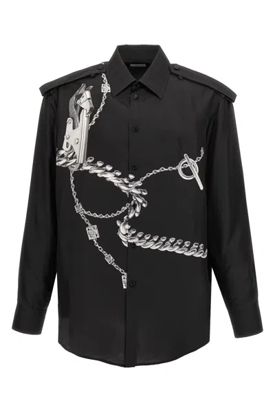 Burberry Knight Hardware-print Shirt In Black