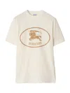 Burberry Men Beige Crewneck T-shirt With Maxi Logo On The Front In Cotton Man