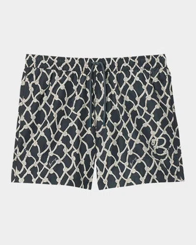 BURBERRY MEN'S KNOT-PRINT SWIM SHORTS