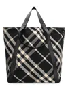 Burberry Large Check Tote Bag In Black