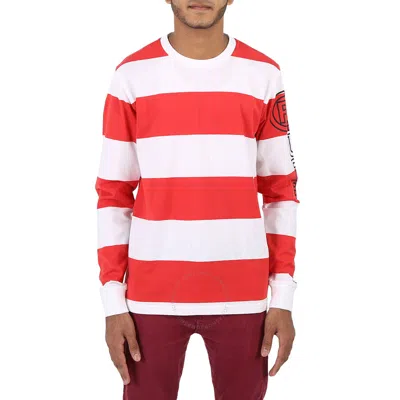 Burberry Men's Laxley Stripe Long-sleeve Cotton Oversized T-shirt In Red