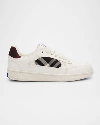 Burberry Leather And Check Sneaker Terrace In White