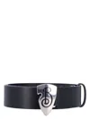 Burberry Leather B Shield Belt In Black