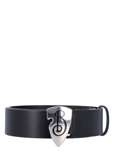 Burberry Men's Leather B Shield Belt In Black