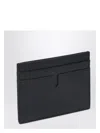 Burberry Black Leather Card Holder Check Men In Black