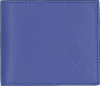 Burberry Men's Leather Flap-over Wallet In Blue