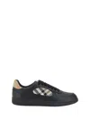 Burberry Leather Sneakers With Traditional Check Inserts In Animal Print