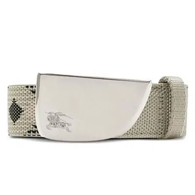 Burberry Men's Lichen Check Webbing Shield Belt In Multi